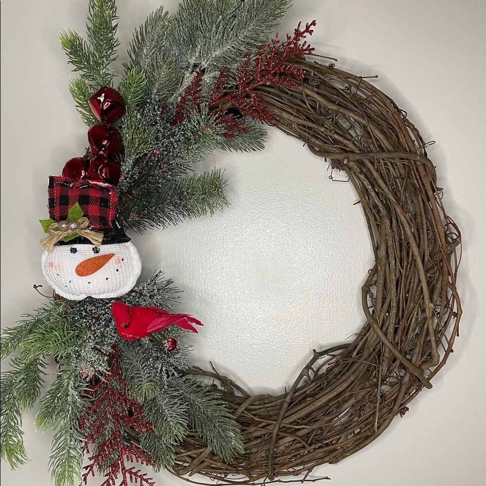 Handcrafted and homemade winter wreath